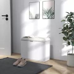 HOMCOM Elegant Six Shoe Bench, with Top Seat - White - 2