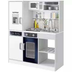 AIYAPLAY Pretend Play Toy Kitchen, Kids Kitchen Playset w/ Sounds, Lights, Running Water, Coffee Maker, Refrigerator - 1