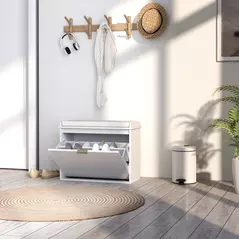 HOMCOM Elegant Six Shoe Bench, with Top Seat - White - 8