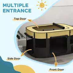 PawHut Foldable Dog Pen with Storage Bag for Indoor/Outdoor Use, Portable Pet playpen, with Ground Stakes - Yellow - 5