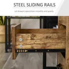 HOMCOM 3 Drawer File Cabinet, Mobile Filing Cabinet on Wheels for Home Office, Study, Rustic Brown - 6