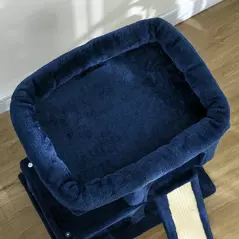 PawHut Sisal Cat Rest & Play Activity Tree w/ 2 House Navy Blue - 9