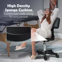 HOMCOM Swivel Salon Chair w/ Padded Seat Back 5 Wheels Adjustable Height Salon Hairdressers Tattoo Spa Rolling Black - 5