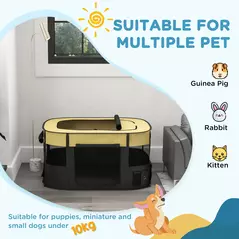 PawHut Foldable Dog Pen with Storage Bag for Indoor/Outdoor Use, Portable Pet playpen, with Ground Stakes - Yellow - 4