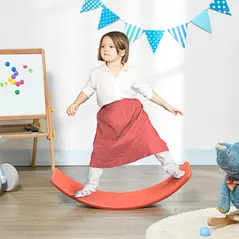 ZONEKIZ Balance Board Kids Wobble Board, Sensory Training Rocking Toy for Children, Nursery Toy, for Ages 3-6 Years, 82 x 27.5 x 19.5cm - Red - 2