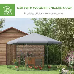 PawHut Chicken Coop for 10-15 Chickens, Hens, Rabbits, Ducks, Outdoor Garden Chicken Run, 4 x 3.5 x 2.6m - 5