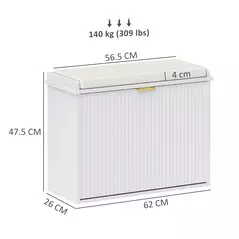 HOMCOM Elegant Six Shoe Bench, with Top Seat - White - 3