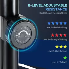 HOMCOM Elliptical Cross Trainer, Home Cardio Workout Machine with Eight Level Magnetic Resistance, LCD Monitor, Heart Rate Sensor, Two Wheels - 6