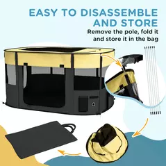 PawHut Foldable Dog Pen with Storage Bag for Indoor/Outdoor Use, Portable Pet playpen, with Ground Stakes - Yellow - 6