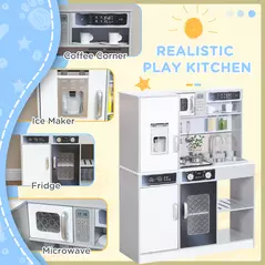 AIYAPLAY Pretend Play Toy Kitchen, Kids Kitchen Playset w/ Sounds, Lights, Running Water, Coffee Maker, Refrigerator - 5