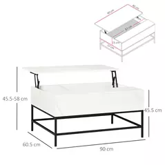 HOMCOM Modern Lifting Coffee Table with Hidden Compartment, Storage Coffee Table for Living Room, Faux Marble White - 3