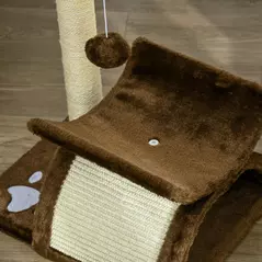 PawHut Cat Tree, Cat Tower for Kittens with Rotatable Top Bar, Sisal Scratching Post, Tunnel, Dangling Balls - Brown - 8