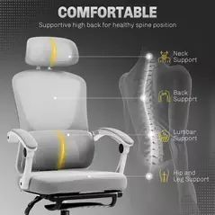 HOMCOM Multi-Adjustable Mesh Back Office Chair - Grey - 4