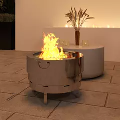 Outsunny Stainless Steel Wood-burning Fire Pit with Fire Poker - Silver - 7