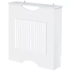 HOMCOM Painted MDF Radiator Cover Heater Cabinet Modern Slatted Home Furniture Living Room Bedroom Worktop White 82H x 78W x 19D - 1