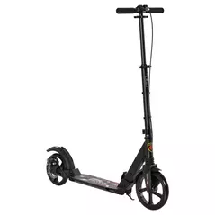 HOMCOM Kick Scooter, Folding 2 Wheel Scooter with Dual Brake System, Dual Suspension, 230mm Big Wheels and 3 Adjustable Handlebar, for 14+ Teens Adults, up to 100KG, Black - 1