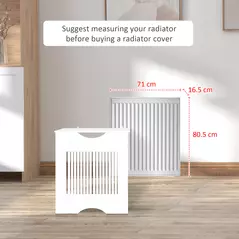 HOMCOM Painted MDF Radiator Cover Heater Cabinet Modern Slatted Home Furniture Living Room Bedroom Worktop White 82H x 78W x 19D - 7