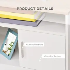 HOMCOM TV Stand Cabinet up to 50", Modern TV Unit with Storage, Open Shelves and Cable Management for Living Room, Bedroom, White - 5