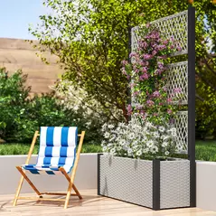 Outsunny Garden Planter Box with Trellis, Liner for Climbing Plants, Vegetables, Flowers, 90 x 35 x 148 cm, Mixed-grey - 8