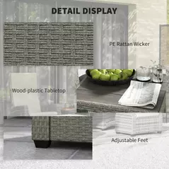 Outsunny 5-Piece Rattan Garden Furniture Set with Cushions - Charcoal Grey - 7