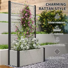 Outsunny Garden Planter Box with Trellis, Liner for Climbing Plants, Vegetables, Flowers, 90 x 35 x 148 cm, Mixed-grey - 7