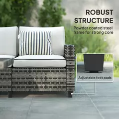Outsunny Six-Piece Modular Rattan Sofa Set - Light Grey - 6