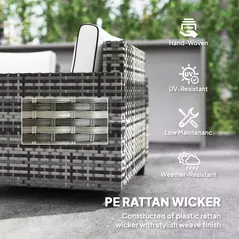 Outsunny Six-Piece Modular Rattan Sofa Set - Light Grey - 5