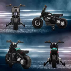 HOMCOM Kids Electric Motorbike with Siren, Horn, Headlights, Music, Training Wheels, for Ages 3-5 Years - Black - 8