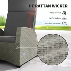 Outsunny 5-Piece Rattan Garden Furniture Set with Cushions - Charcoal Grey - 5