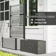 Outsunny Garden Planter Box with Trellis, Liner for Climbing Plants, Vegetables, Flowers, 90 x 35 x 148 cm, Mixed-grey - 5