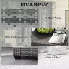Outsunny 5-Piece Rattan Garden Furniture Set with Cushions - Grey - 7