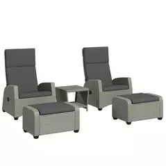 Outsunny 5-Piece Rattan Garden Furniture Set with Cushions - Charcoal Grey - 1