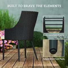 Outsunny 6 Seater Rattan Dining Set with Cushions, Garden Furniture Set with Armchairs, Rectangle Slatted Table Top, Steel Frame, Parasol Hole, Wicker Outdoor Furniture for Patio, Balcony, Cream White - 6