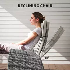 Outsunny 5-Piece Rattan Garden Furniture Set with Cushions - Grey - 4