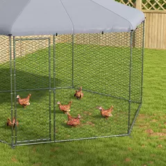 PawHut Chicken Coop for 10-15 Chickens, Hens, Rabbits, Ducks, Outdoor Garden Chicken Run, 4 x 3.5 x 2.6m - 8