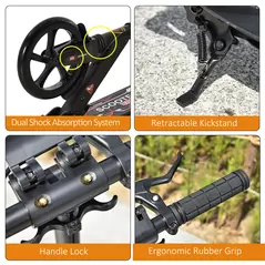 HOMCOM Kick Scooter, Folding 2 Wheel Scooter with Dual Brake System, Dual Suspension, 230mm Big Wheels and 3 Adjustable Handlebar, for 14+ Teens Adults, up to 100KG, Black - 8