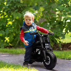 HOMCOM Kids Electric Motorbike with Siren, Horn, Headlights, Music, Training Wheels, for Ages 3-5 Years - Black - 2