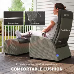 Outsunny 5-Piece Rattan Garden Furniture Set with Cushions - Charcoal Grey - 6