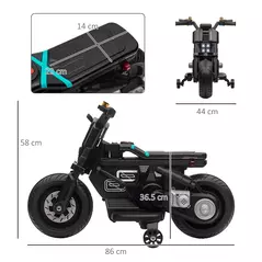 HOMCOM Kids Electric Motorbike with Siren, Horn, Headlights, Music, Training Wheels, for Ages 3-5 Years - Black - 3