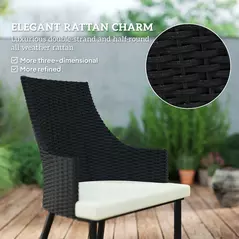 Outsunny 6 Seater Rattan Dining Set with Cushions, Garden Furniture Set with Armchairs, Rectangle Slatted Table Top, Steel Frame, Parasol Hole, Wicker Outdoor Furniture for Patio, Balcony, Cream White - 4