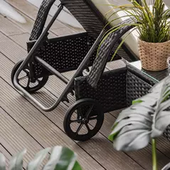 Outsunny 2 Seater Rattan Sun Lounger Set with Side Table Black - 9