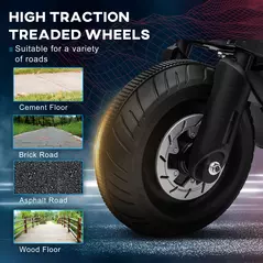 HOMCOM Kids Electric Motorbike with Siren, Horn, Headlights, Music, Training Wheels, for Ages 3-5 Years - Black - 6