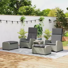Outsunny 5-Piece Rattan Garden Furniture Set with Cushions - Charcoal Grey - 9