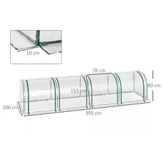 Outsunny 395  x 100 cm Low Tunnel Greenhouse - Clear - 3