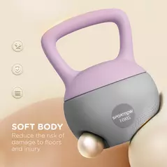 SPORTNOW 10KG Soft Kettlebell, Kettlebell with Non-Slip Handle for Home Gym, Weight Lifting, Strength Training, Purple/Grey - 4