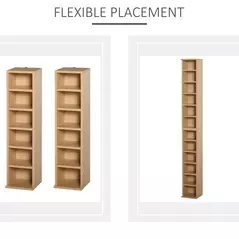 HOMCOM 204 CD Media Display Shelf Unit Set of 2 Blu-Ray Tower Rack w/ Adjustable Shelves Bookcase Storage Organiser, Natural Wood Colour - 6