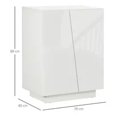 HOMCOM High Gloss Storage Cabinet, Freestanding Storage Cupboard with Adjustable Shelves for Living Room, Bedroom, Hallway, White - 3