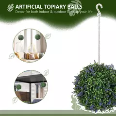 HOMCOM Set of 2 Artificial Plant Topiary Balls, UV-protected Fake Decorative Plants, Purple - 4
