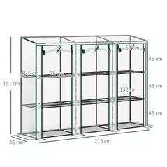 Outsunny 46 x 215cm Nine-Shelf Greenhouse - 3