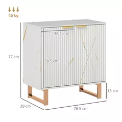 HOMCOM Elegant Storage Sideboard - White/Gold-Tone - 3